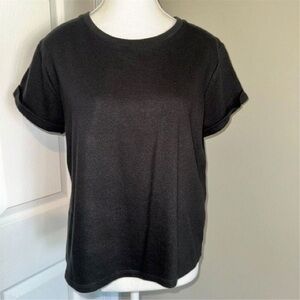 Classic Black Rolled-Sleeve Women's Tee